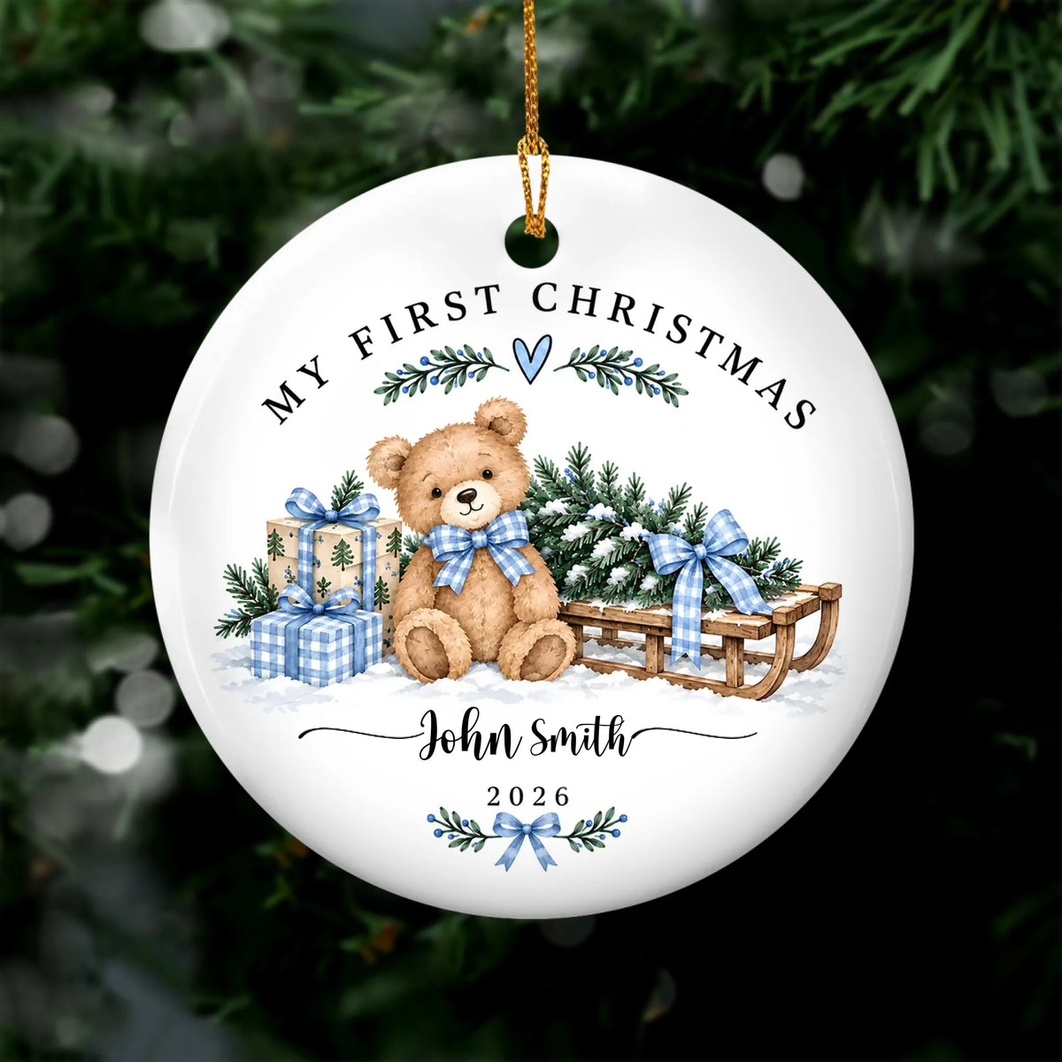 A Little Magic To Remember - Personalized Ornament, Custom Baby Name First Christmas Ornament