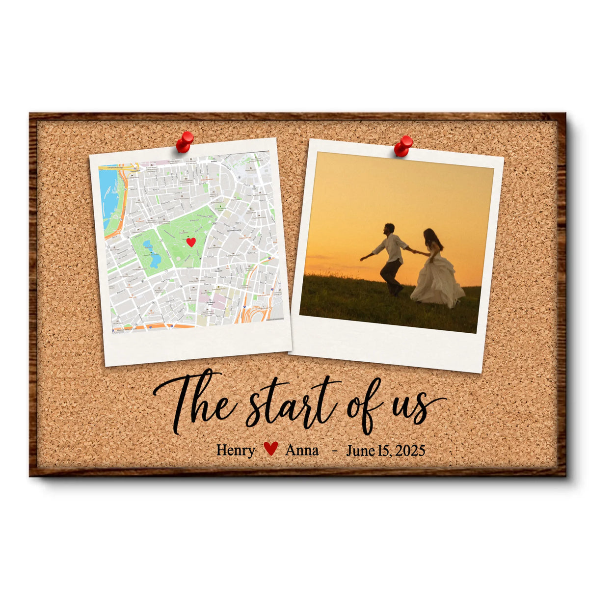 Personalized Polaroid Map and Photo Poster – personalization preview