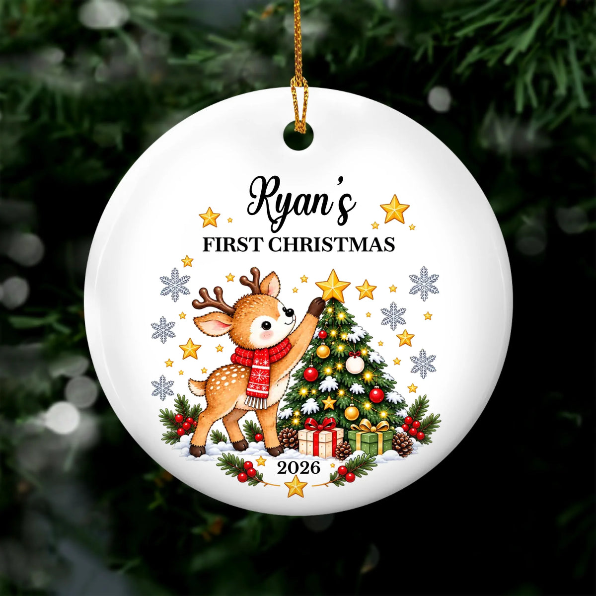 Personalized Ceramic Ornament First Christmas – personalization preview