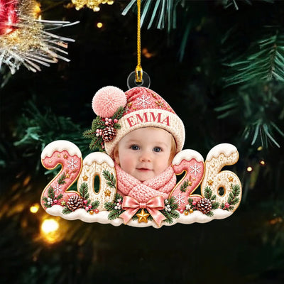 Personalized Baby Photo Acrylic Ornament 2026 – personalization preview