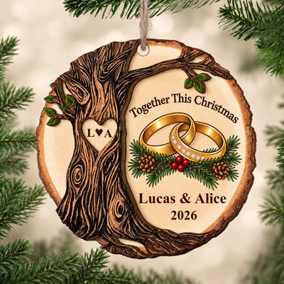 Personalized wooden ornament Together This Christmas – personalization preview