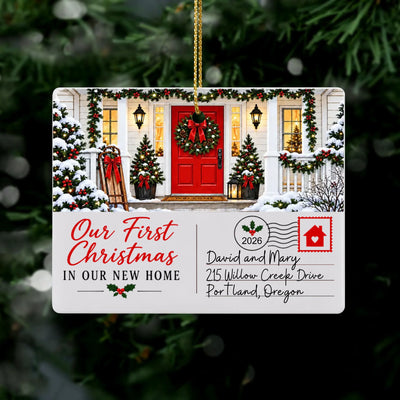 Personalized postcard rectangle ceramic ornament – personalization preview