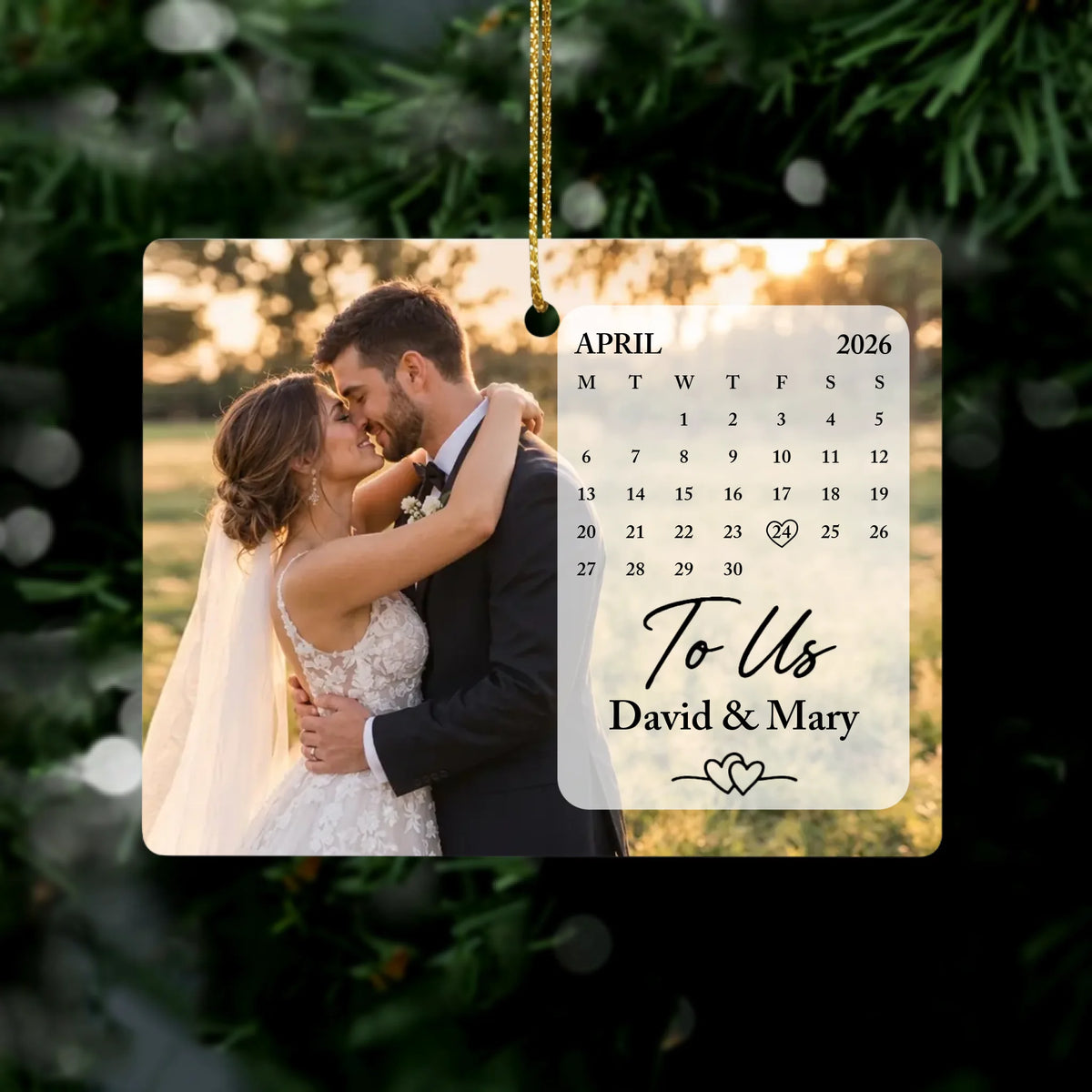 Rectangular ceramic ornament photo calendar – personalization preview