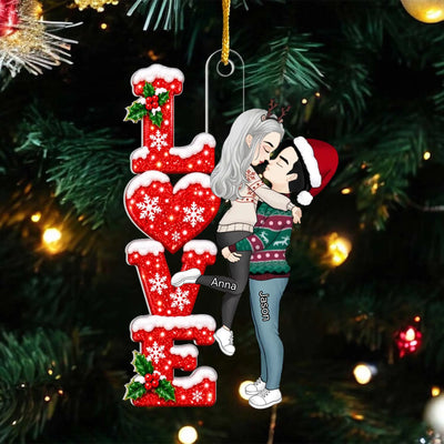 Personalized Acrylic Ornament Kissing Couple – personalization preview