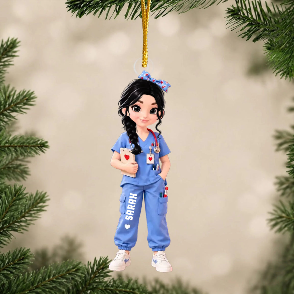 Personalized nurse acrylic ornament – personalization preview