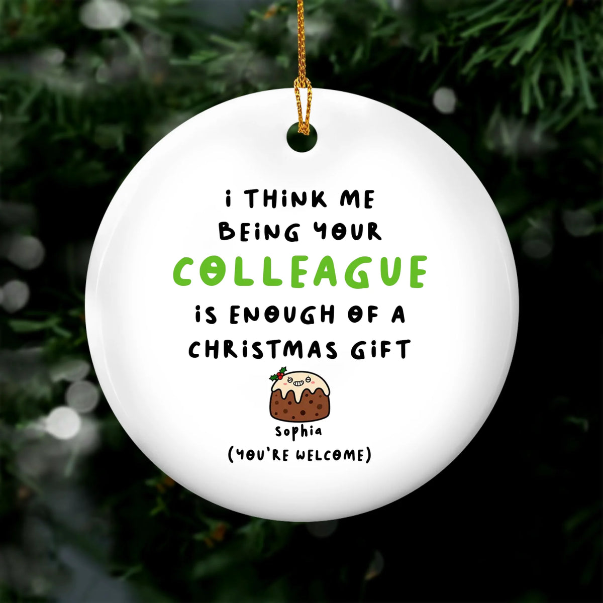 Personalized Colleague Christmas Gift Ceramic Ornament – personalization preview