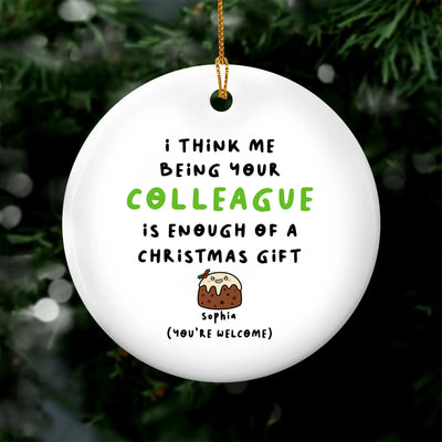 Personalized Colleague Christmas Gift Ceramic Ornament – personalization preview