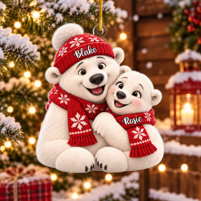 Personalized polar bear couple acrylic ornament – personalization preview