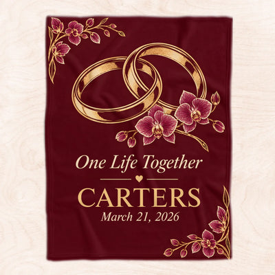 Personalized wedding rings blanket – personalization preview