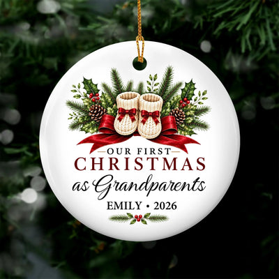 First Christmas As Grandparents - Personalized Ceramic Ornament, Gift For New Grandparents, New Baby Gift