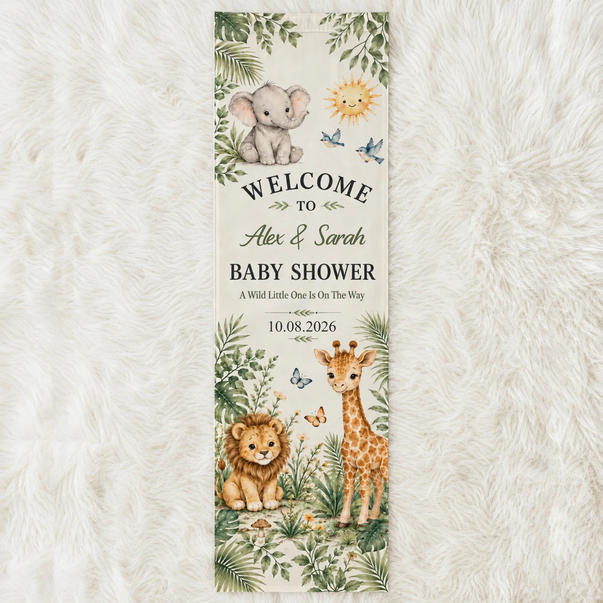 Personalized Safari Baby Shower Banner – personalization preview