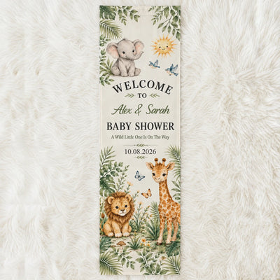 Personalized Safari Baby Shower Banner – personalization preview