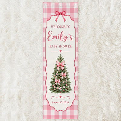 Custom Baby Shower Banner Pink Gingham – personalization preview