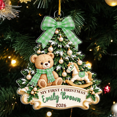Personalized Teddy Bear Acrylic Ornament – personalization preview