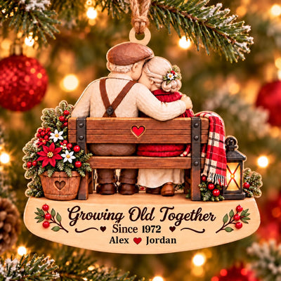 Personalized wooden ornament Growing Old Together – personalization preview