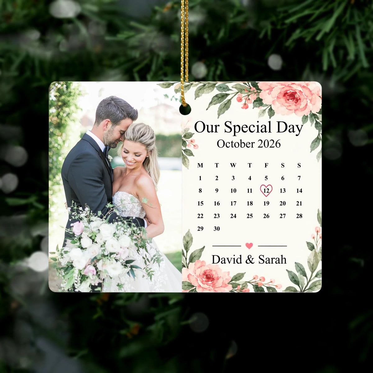 Personalized rectangular ceramic ornament – personalization preview