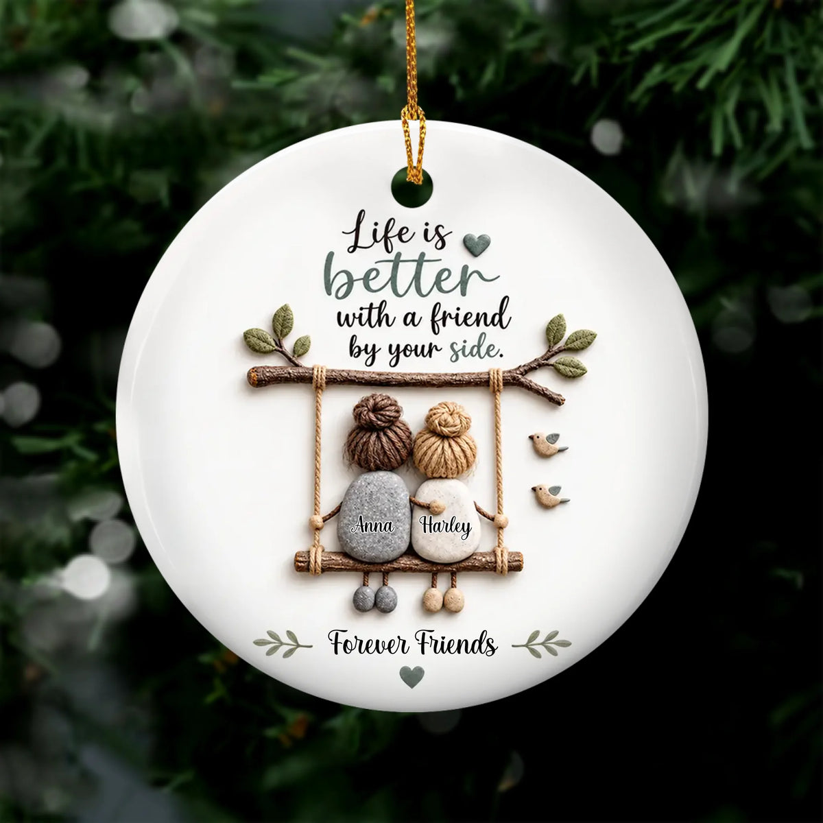Personalized Ceramic Ornament Friendship Keepsake – personalization preview