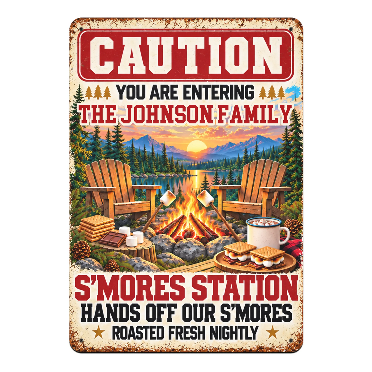 Personalized metal sign S’mores Station – personalization preview