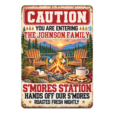 Personalized metal sign S’mores Station – personalization preview