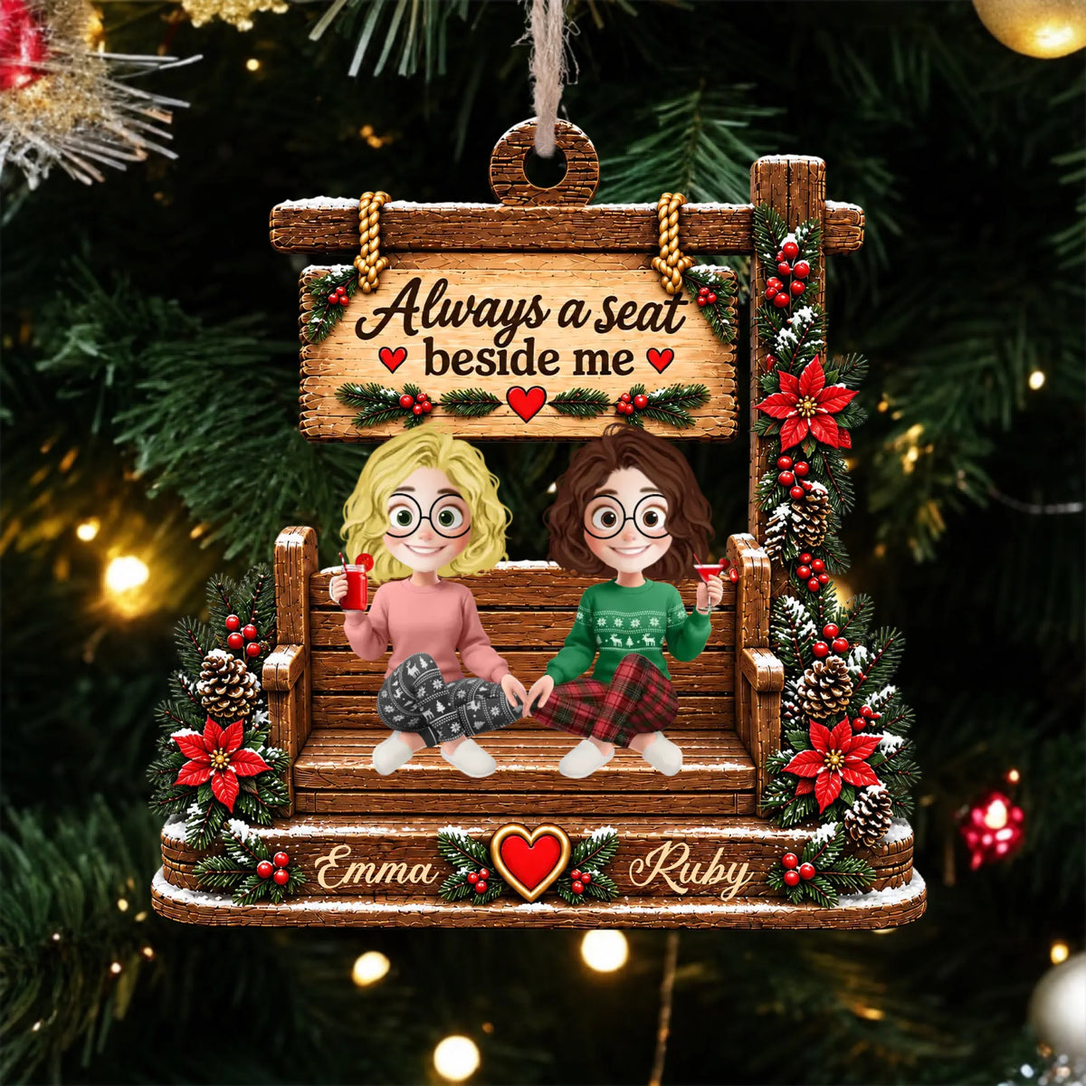 Personalized wooden ornament custom name – personalization preview