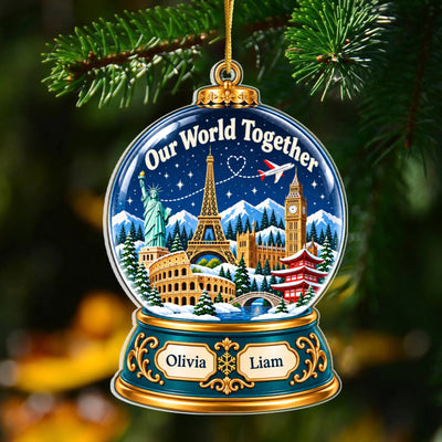 Personalized acrylic snow globe ornament – personalization preview