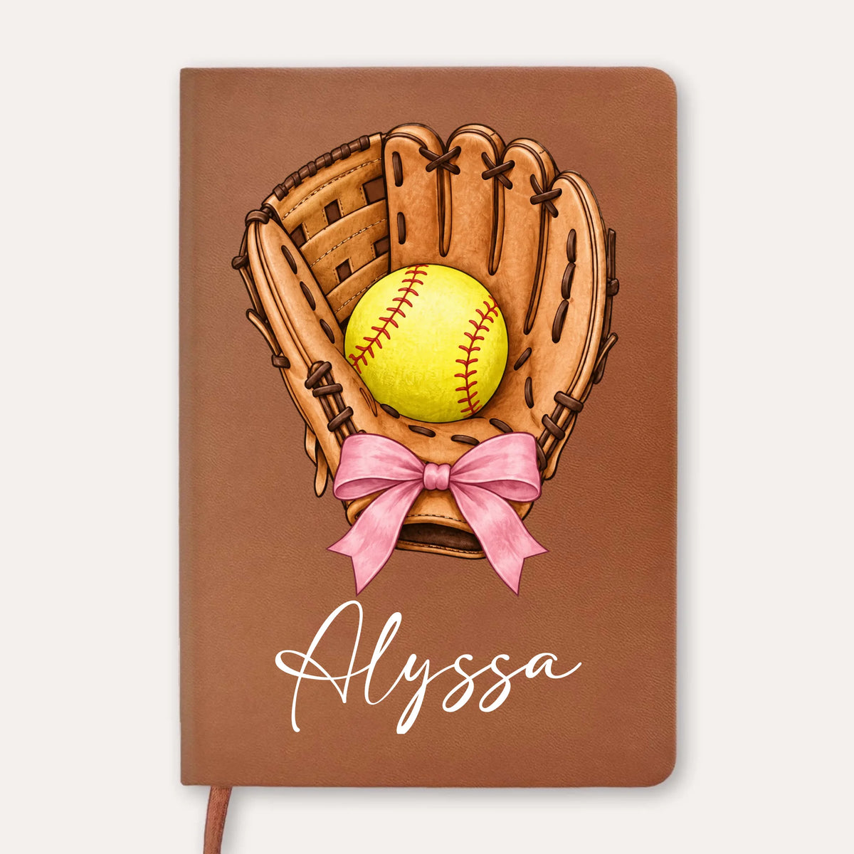 Personalized Softball Glove Leather Journal – personalization preview