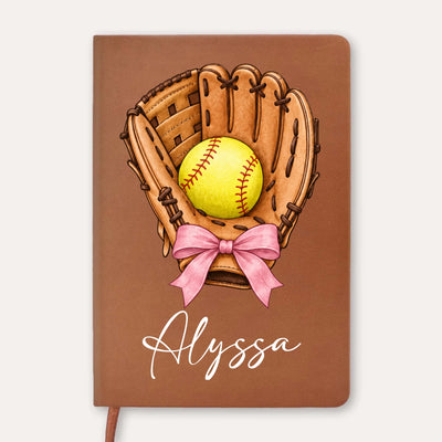 Personalized Softball Glove Leather Journal – personalization preview