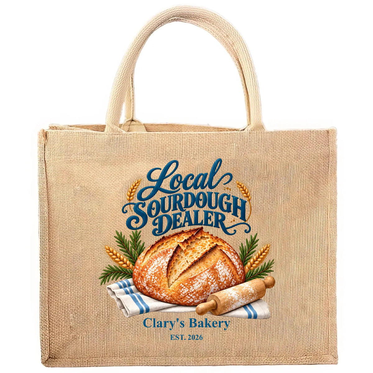 Personalized jute tote bag – personalization preview