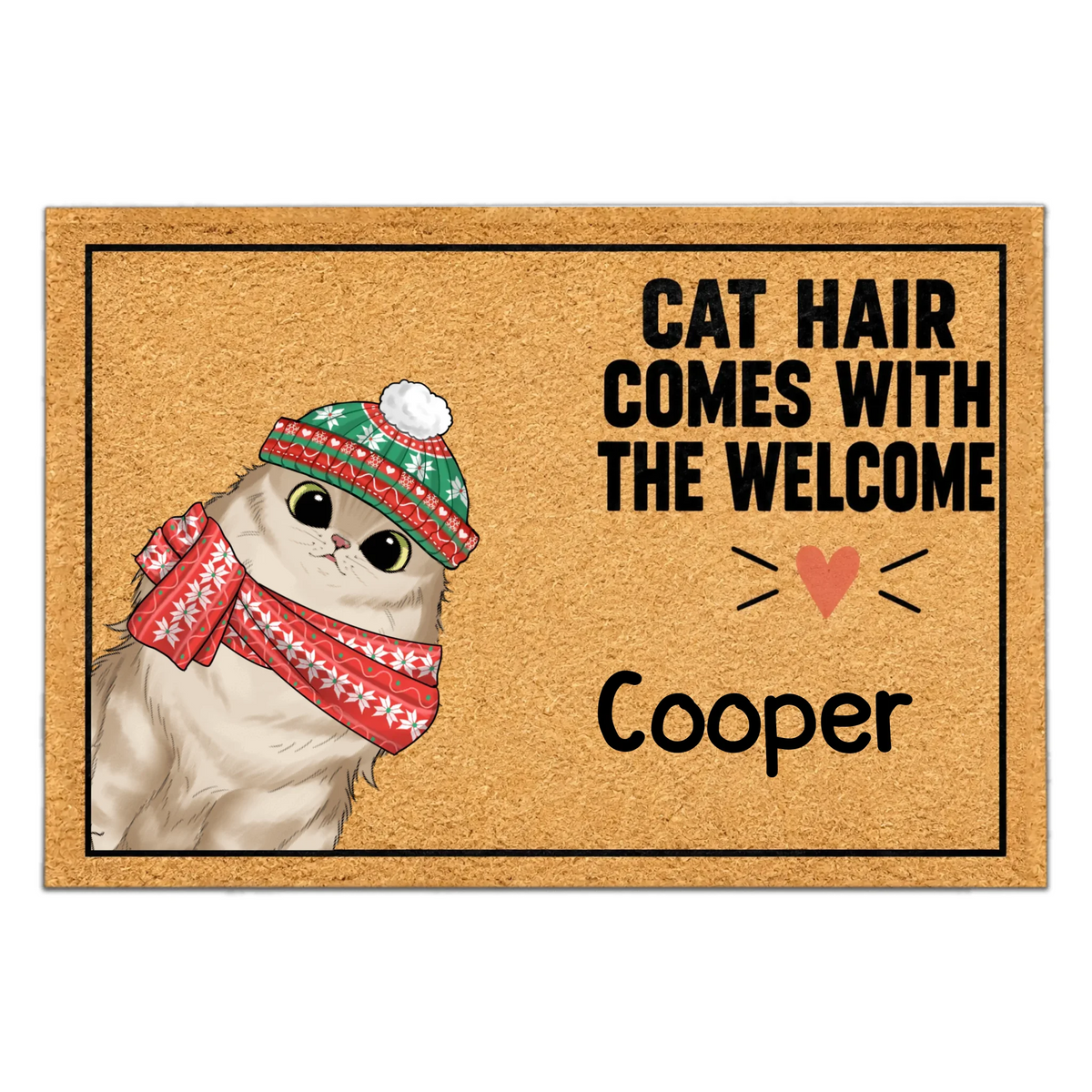 Cat Hair Comes With The Welcome- Personalized Doormat, Custom Names Cats, Gift for Cat Owner