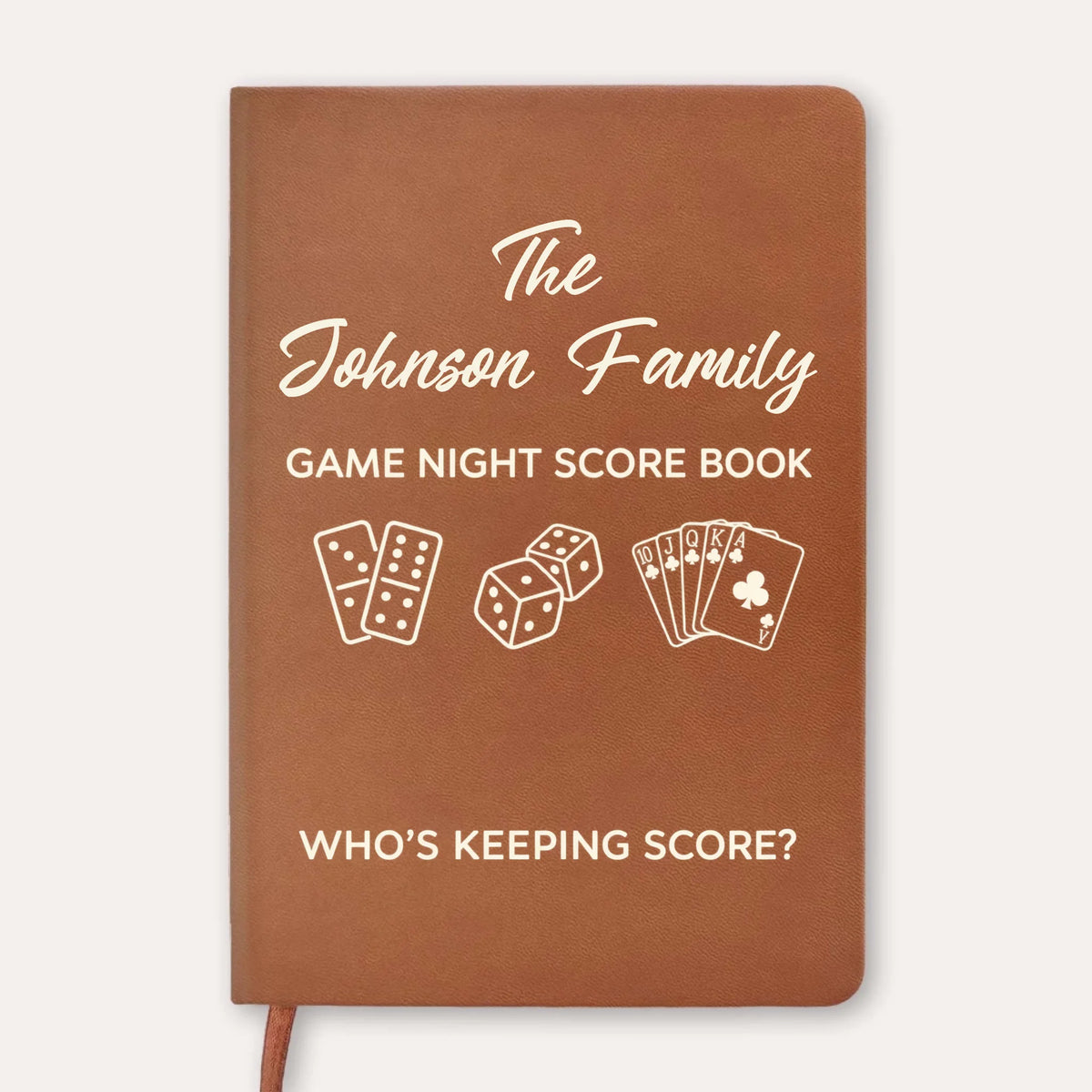 Personalized leather journal game night score – personalization preview