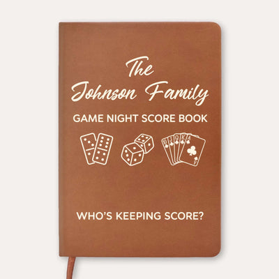 Personalized leather journal game night score – personalization preview