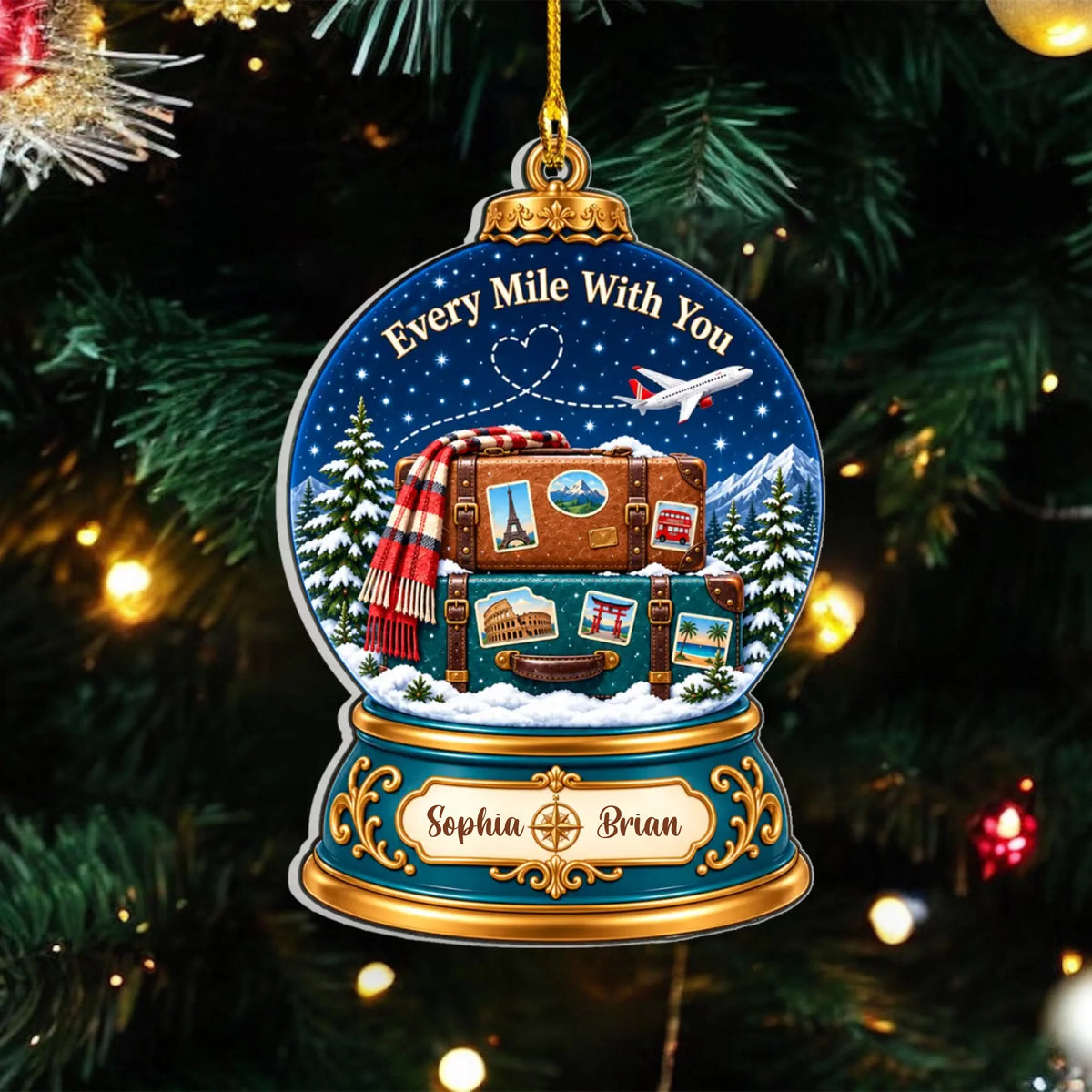Personalized acrylic snow globe ornament – personalization preview