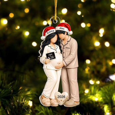 Personalized Pregnancy Christmas Acrylic Ornament – personalization preview