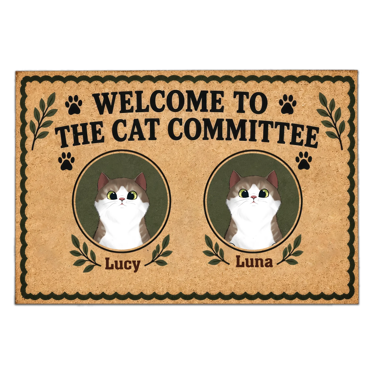 Personalized Cat Committee Doormat – personalization preview