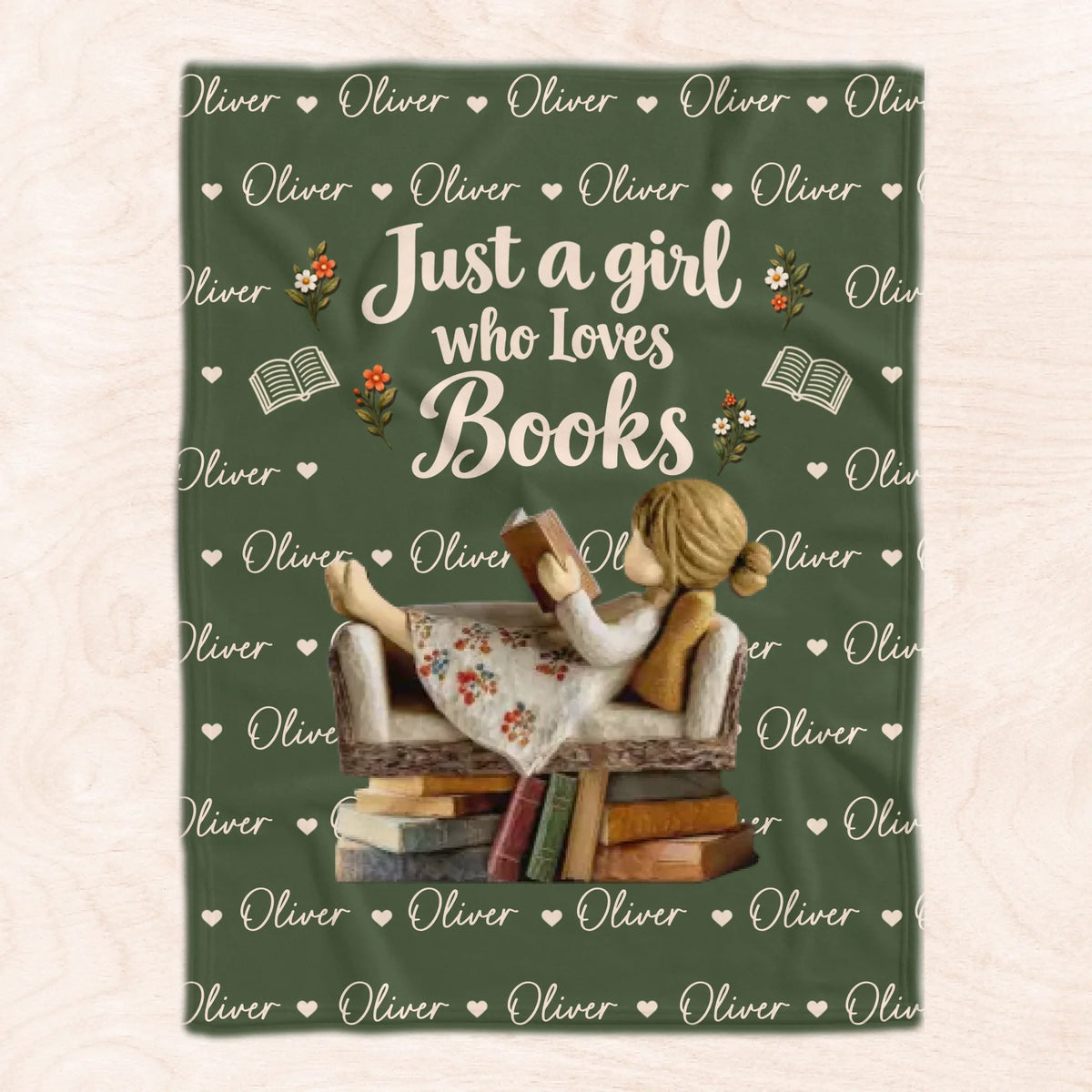Personalized Custom Name Book Lover Blanket – personalization preview