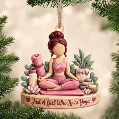 Personalized yoga wood ornament – personalization preview