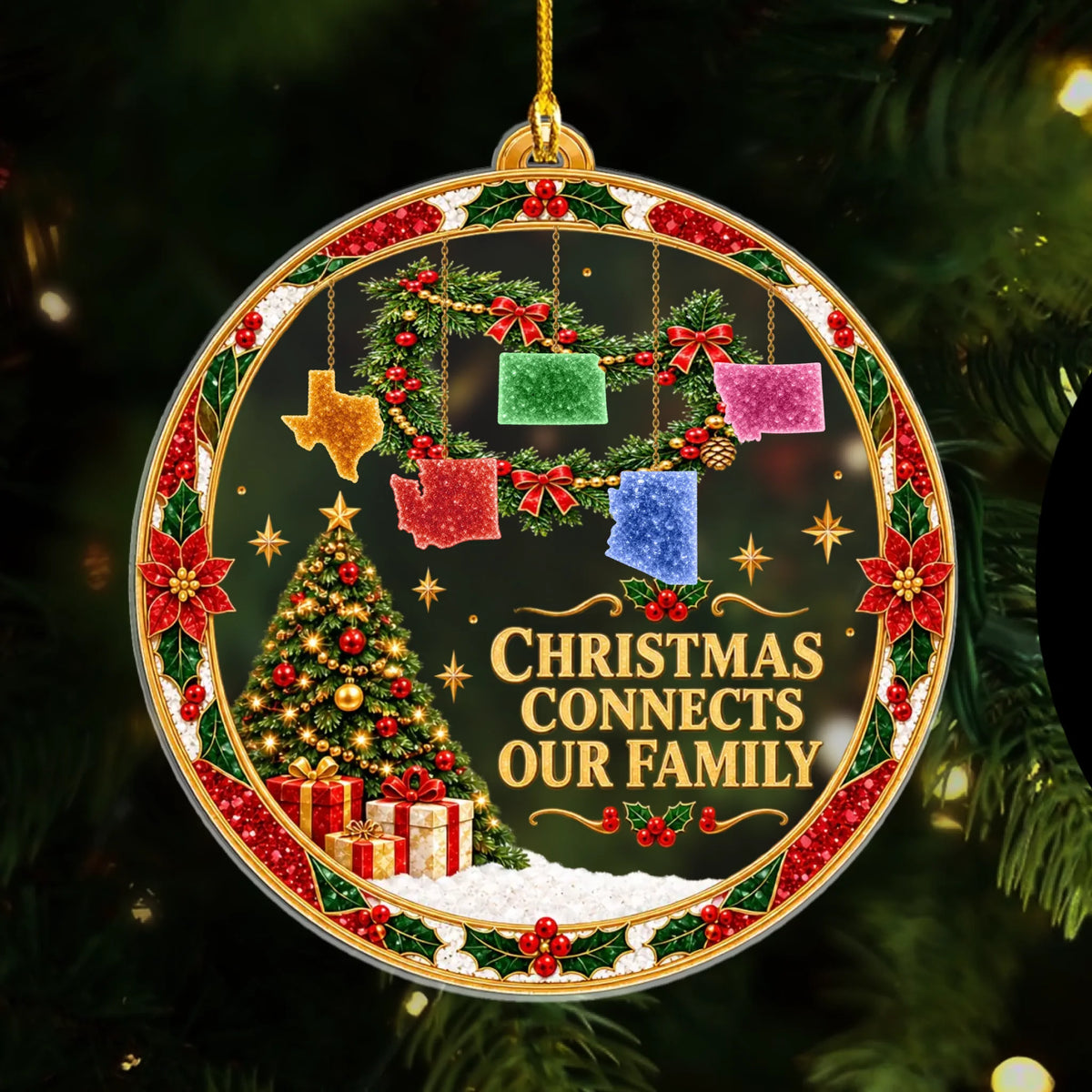 Personalized acrylic ornament custom state garland – personalization preview