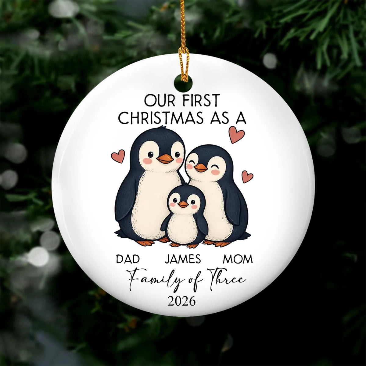 Personalized Ceramic Family Ornament – personalization preview