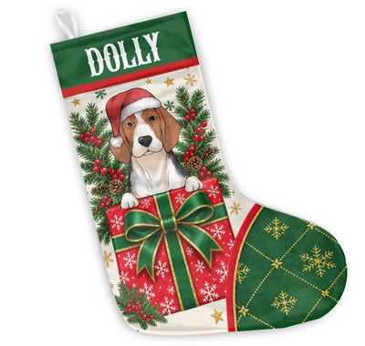 Personalized Christmas stocking with dog – personalization preview