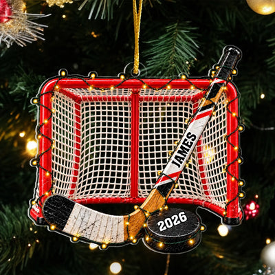 Personalized Acrylic Hockey Ornament – personalization preview
