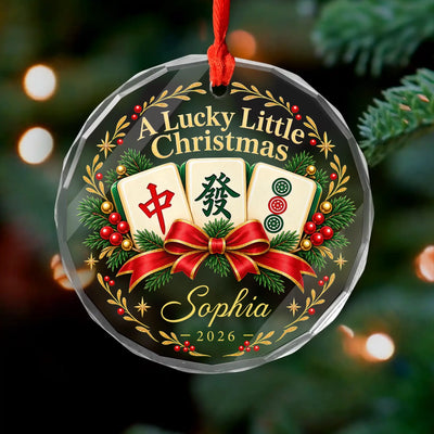 Personalized glass ornament mahjong tile – personalization preview
