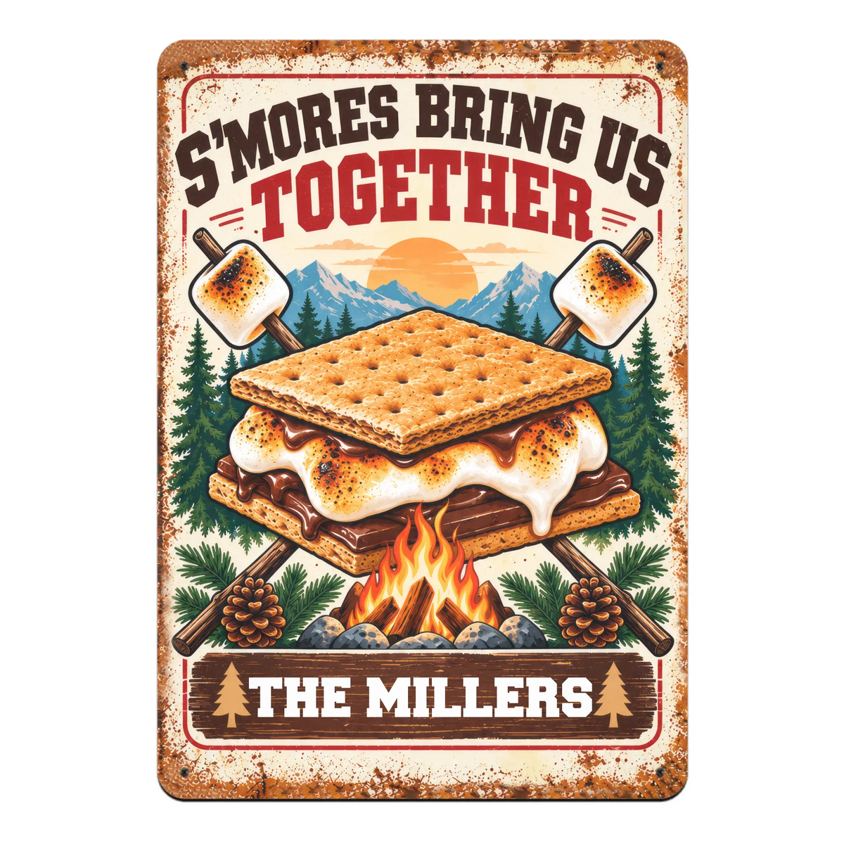 Personalized metal sign S'mores Bring Us Together – personalization preview
