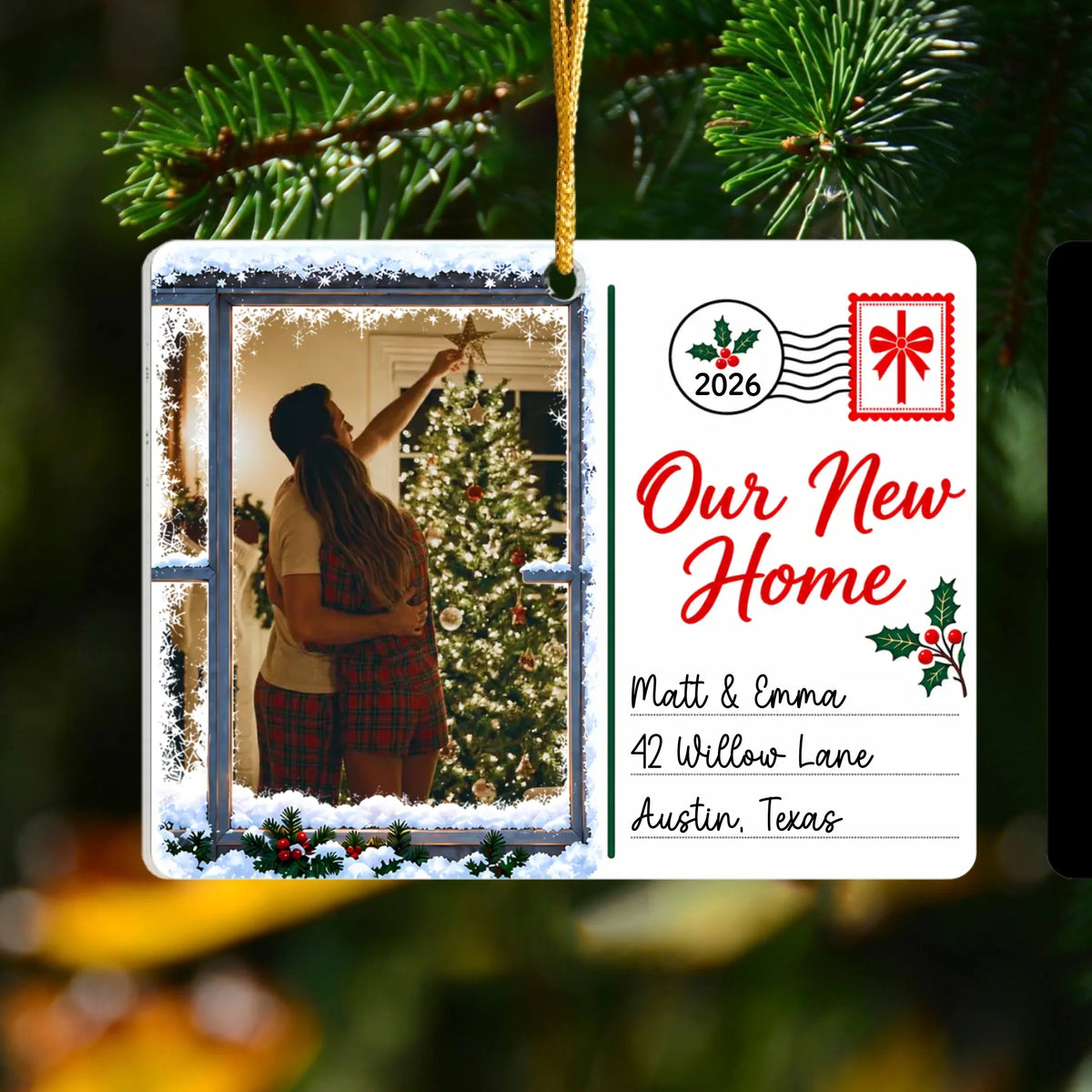 Personaliozed Rectangular Acrylic Ornament – personalization preview