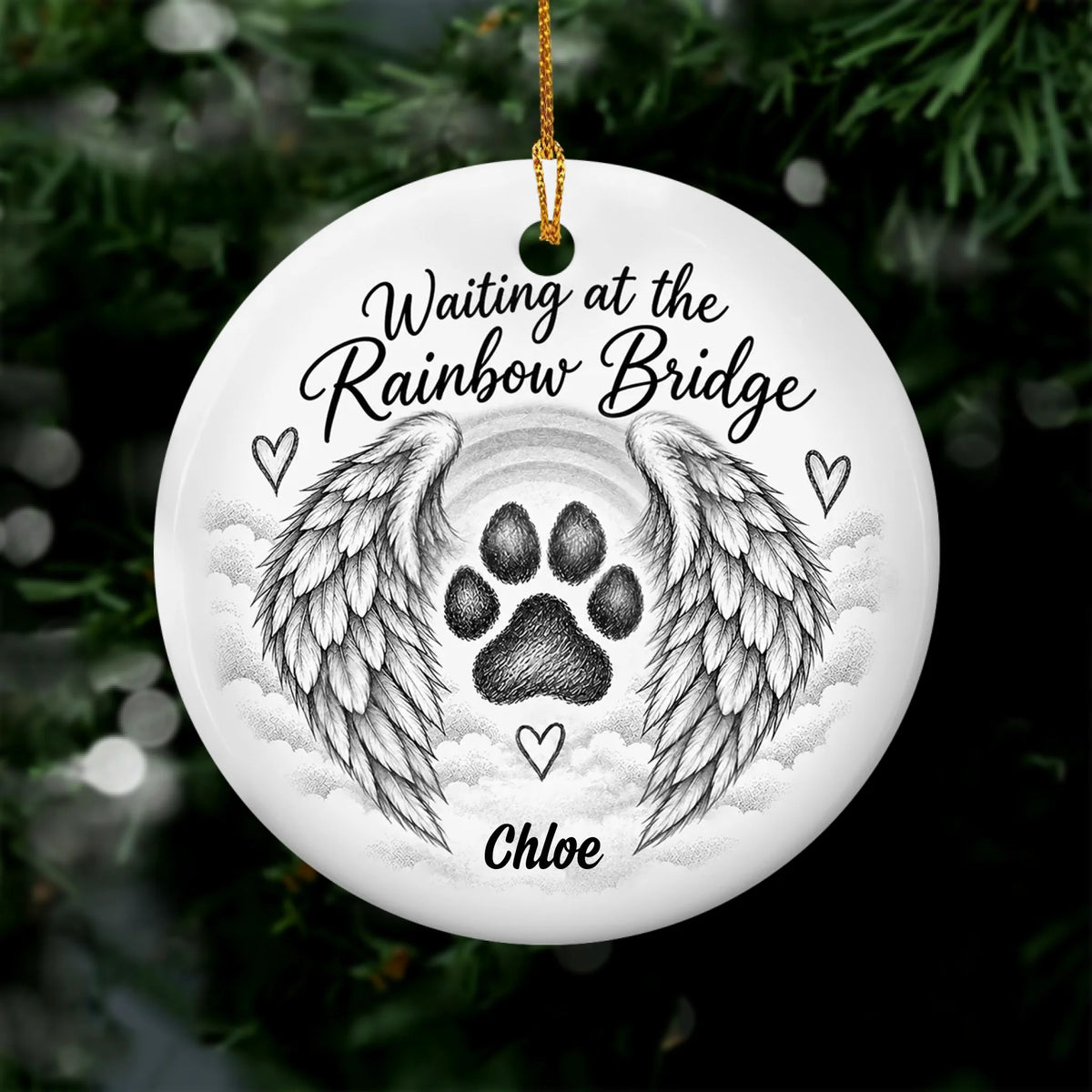 Personalized pet memorial ceramic ornament – personalization preview