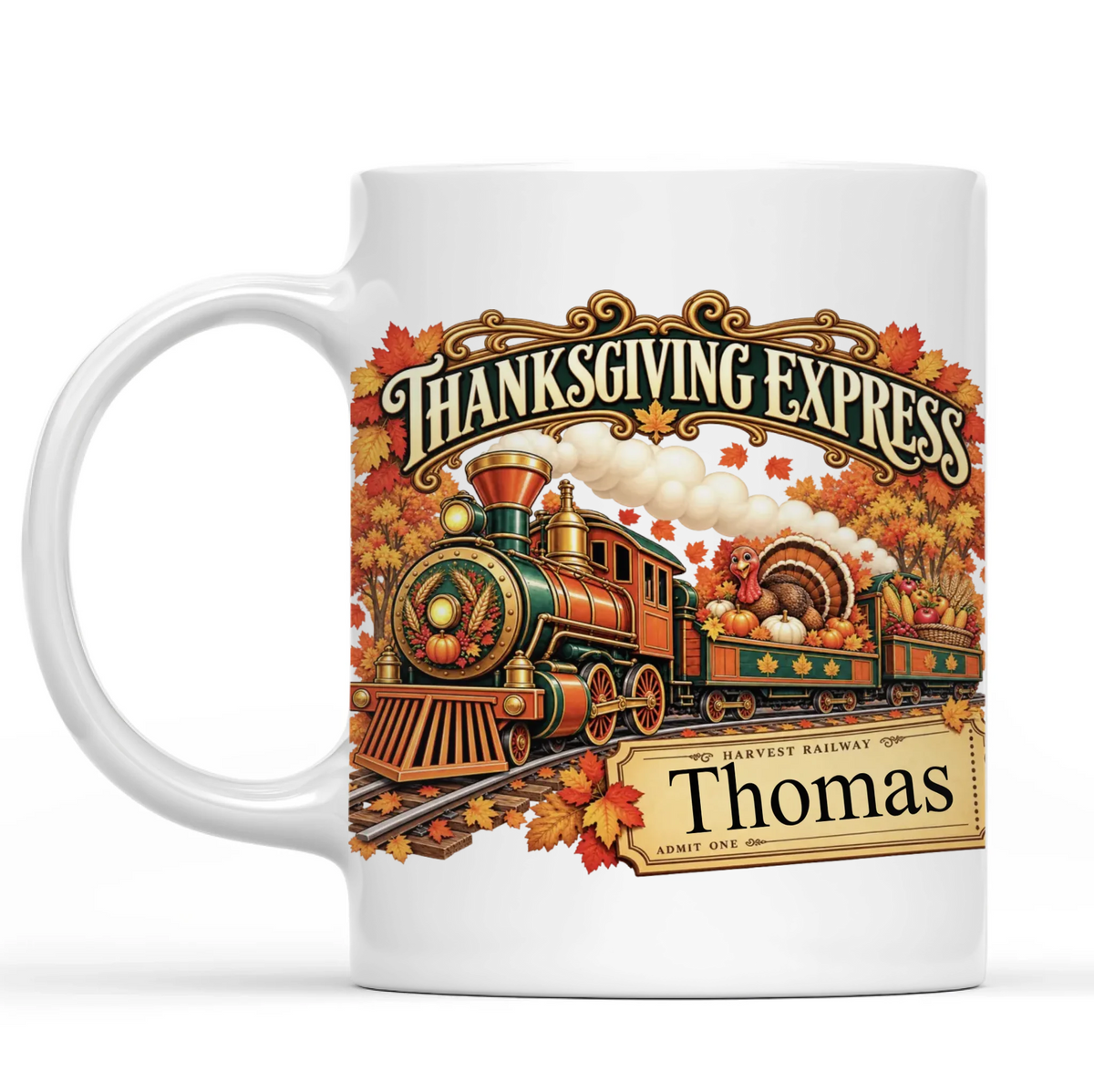 Thanksgiving Express Personalized Mug – personalization preview
