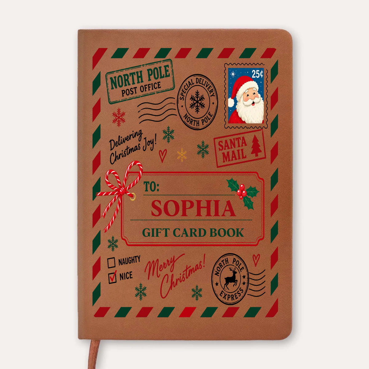 Personalized North Pole Santa Mail Leather Journal – personalization preview