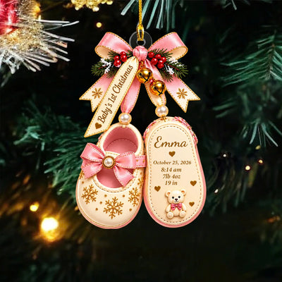 Personalized Baby Shoes Acrylic Ornament – personalization preview