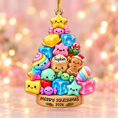Personalized acrylic Squishmallow ornament – personalization preview