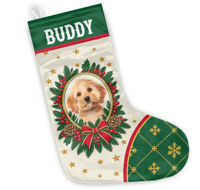 Personalized Christmas stocking custom name photo – personalization preview