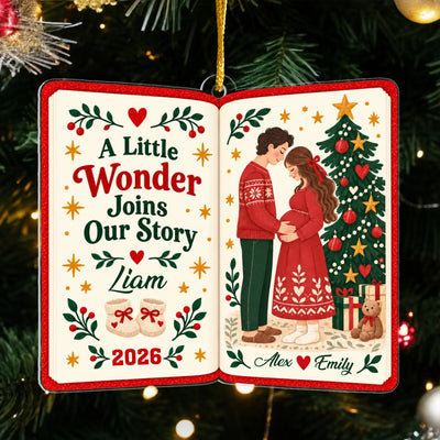 Personalized acrylic book ornament – personalization preview